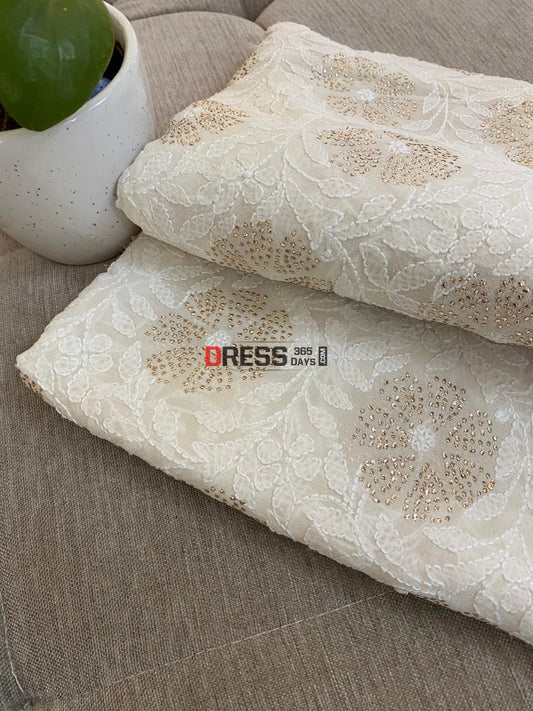 Ivory White Mukaish Chikankari Dupatta