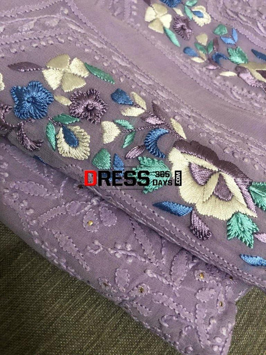 Lavender Parsi Gara Chikankari Suit Suits