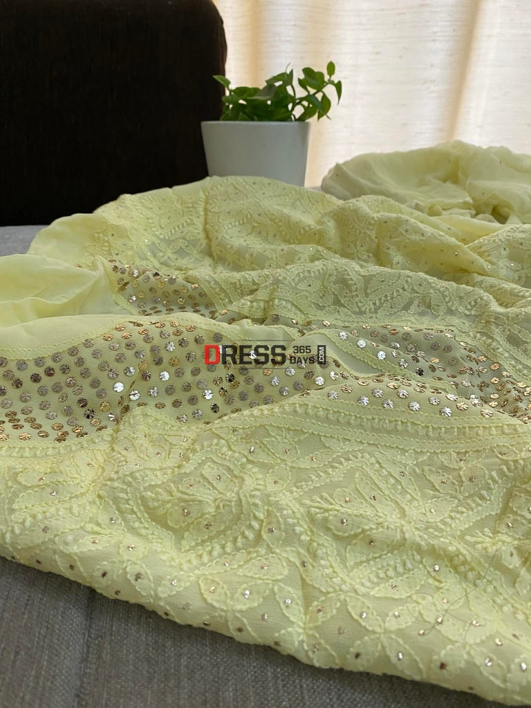 Lemon Yellow Square Neck Chikan Embroidery Cotton Top, Hand Wash at Rs  145/piece in New Delhi