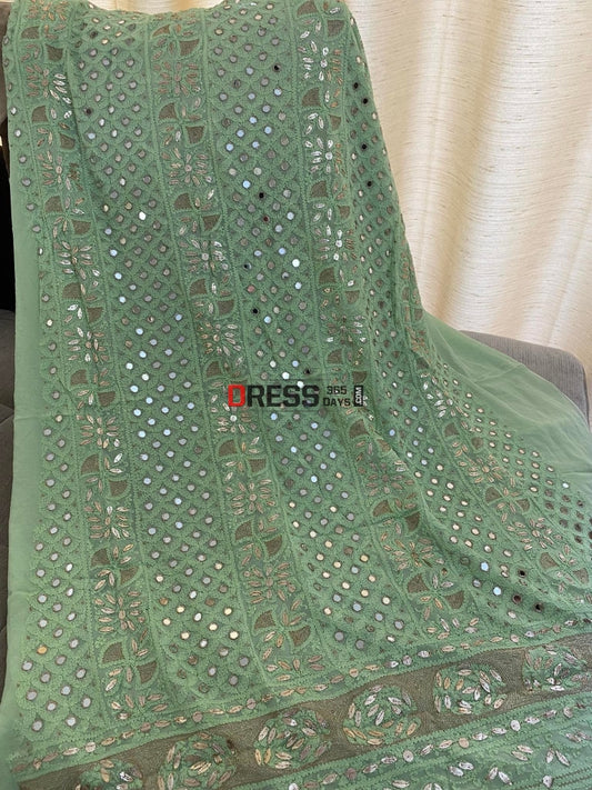 Light Green Mirror & Gota Patti Chikankari Suit Suits