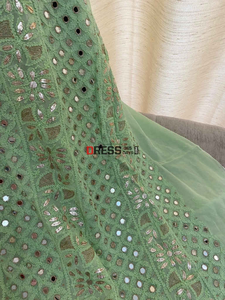 Light Green Mirror & Gota Patti Chikankari Suit Suits