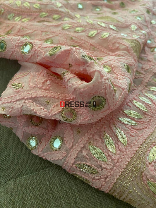 Light Pink Mirror & Gota Patti Lucknowi Chikankari Suit Suits