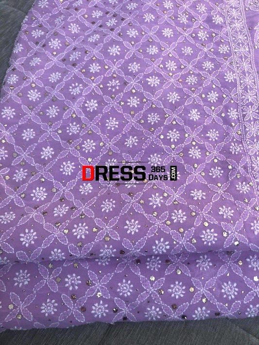 Lilac Hand Embroidered Chikankari Suit Suits