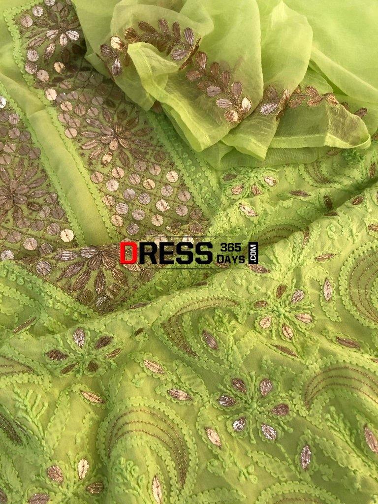 Lime Green Gota Patti Chikankari Suit Suits