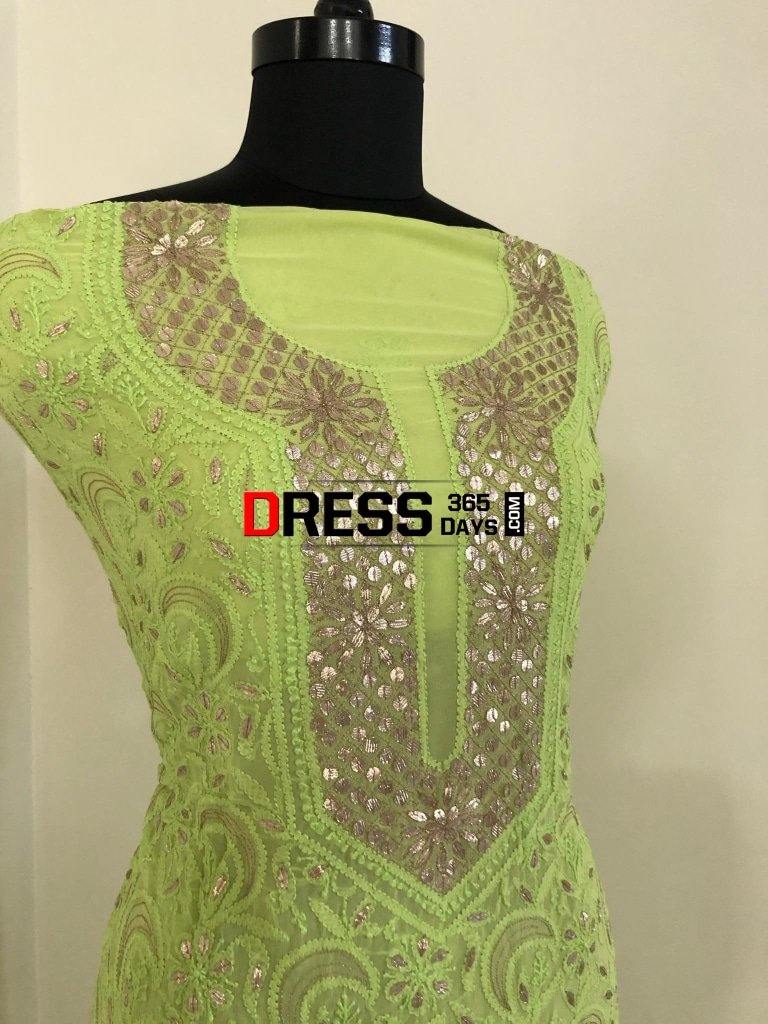 Lime Green Gota Patti Chikankari Suit Suits