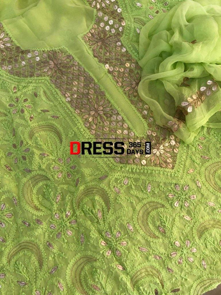 Lime Green Gota Patti Chikankari Suit Suits