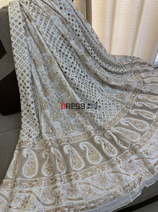 Lucknowi Chikankari Mirror & Gota Patti Lehenga Skirt (Only Skirt)