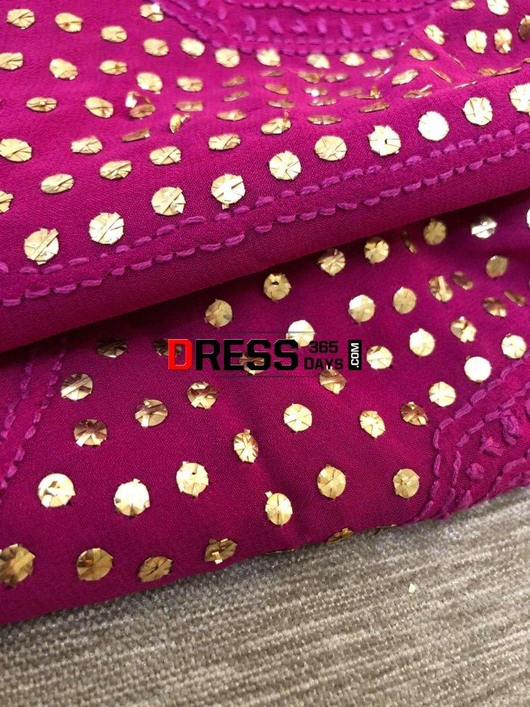 Magenta Mukaish And Chikankari Suit Suits