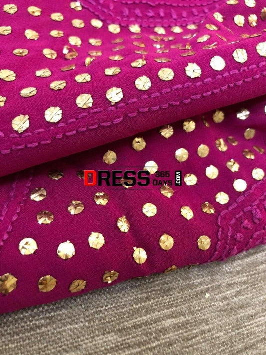 Magenta Mukaish And Chikankari Suit Suits