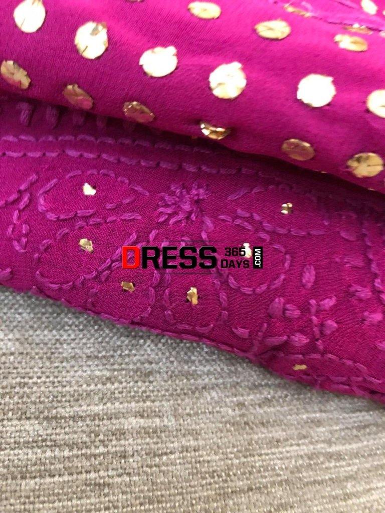 Magenta Mukaish And Chikankari Suit Suits