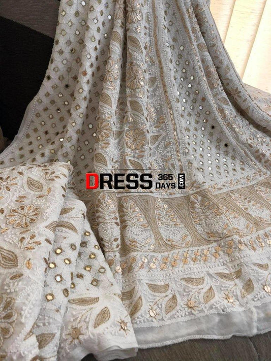 Mirror Gota Patti & Pearl Work Lehenga Set Chikankari