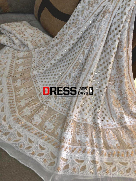 Mirror Gota Patti & Pearl Work Lehenga Set Chikankari