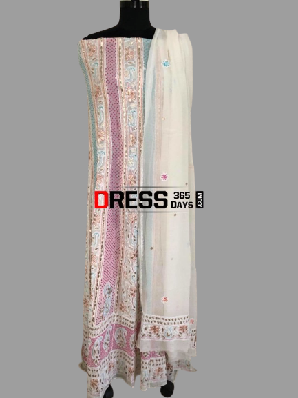 Multicolour Chikankari and Gota Patti Work Anarkali Suit - Dress365days