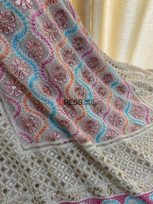 Multicolour Chikankari Gota Patti Dupatta