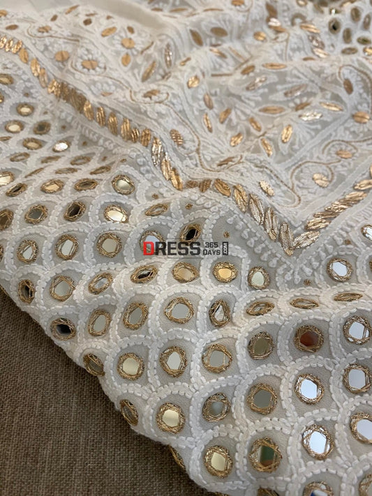 Neckline Ivory Mirror Chikankari Suit Suits