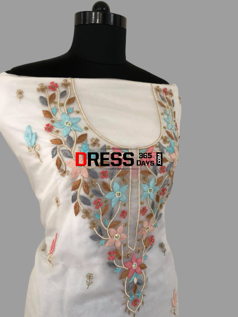 Organza Beads And Multicolour Chikankari Suit Suits