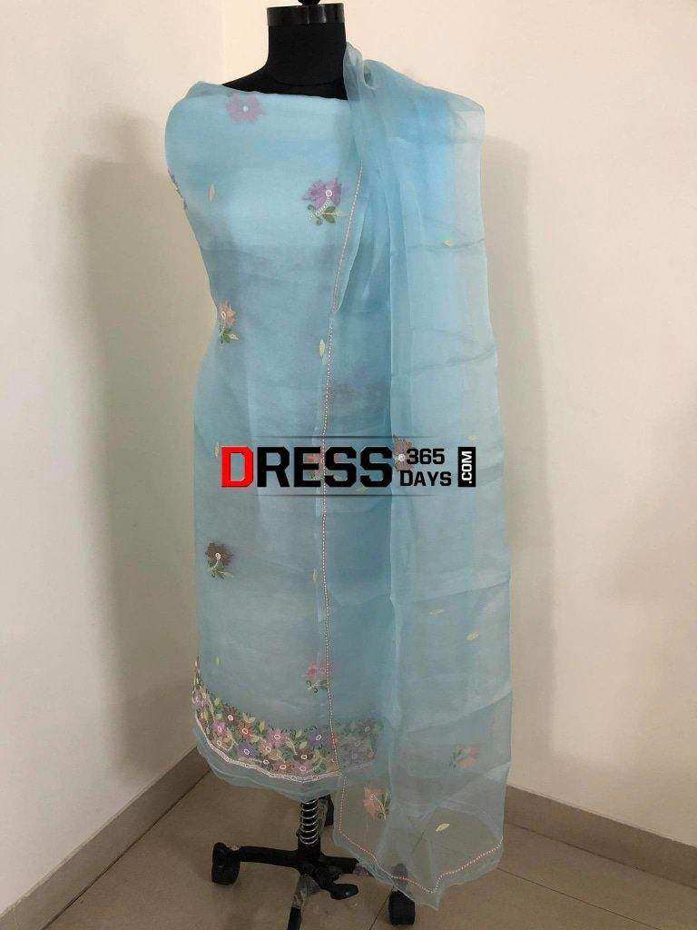 Organza Beads Chikankari Suit Suits