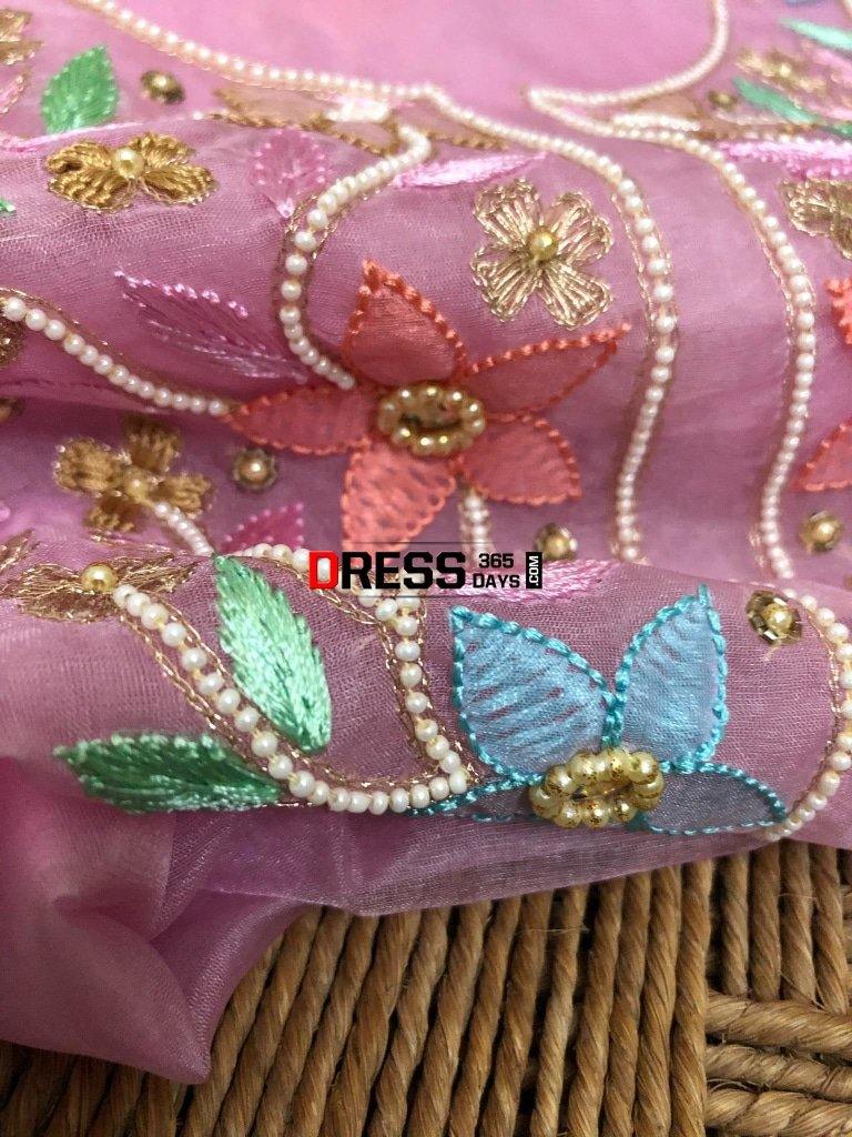 Organza Fabric Parsi Ghara Suit Chikankari Suits