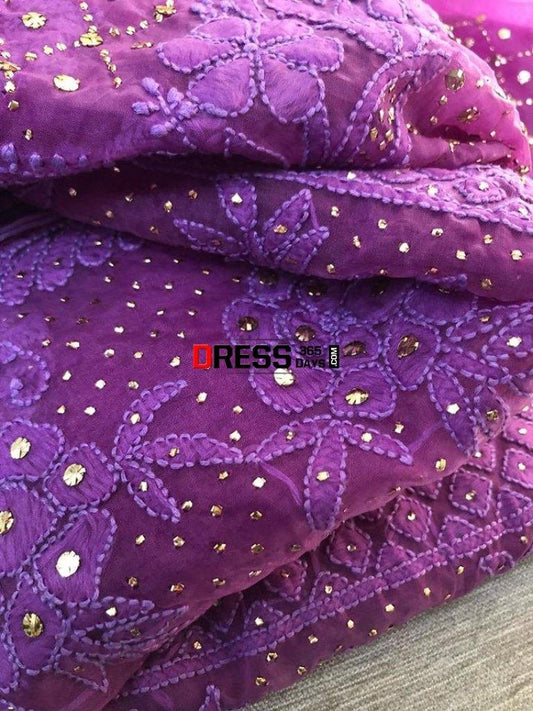 Organza Mukaish Chikankari Suit Suits