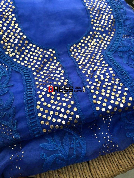 Organza Mukaish Chikankari Suit Suits