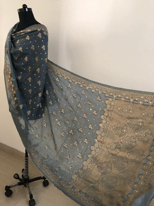 Chanderi Banarsi Aari Zari Mukaish Stole/ Dupatta - Dress365days