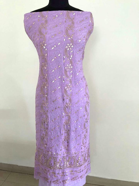 Lilac Gota Patti Lucknowi Chikankari Suit