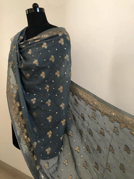 Chanderi Banarsi Aari Zari Mukaish Stole/ Dupatta - Dress365days