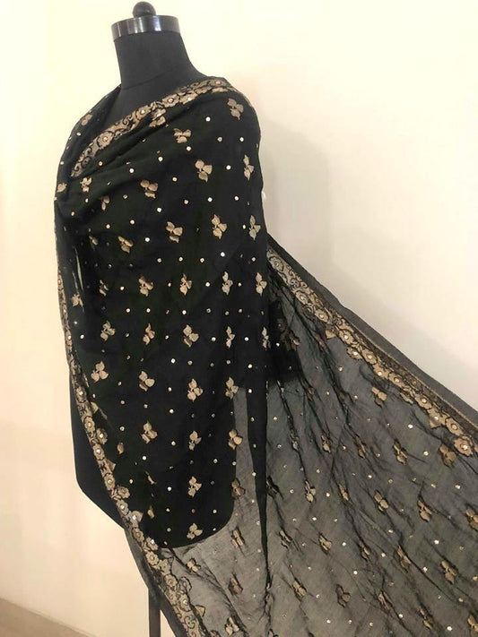 Chanderi Banarsi Aari Zari Mukaish Stole/ Dupatta - Dress365days