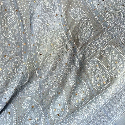 Powder Blue Mukaish Chikankari Anarkali Suit (Only Anarkali)