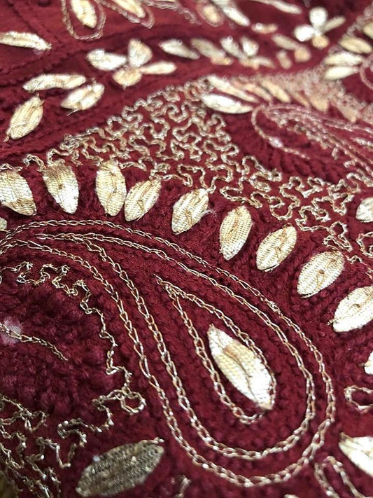 Dusty Maroon Gota Patti Work Chikankari Suit - Dress365days