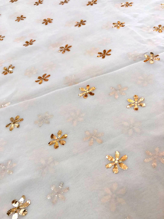 Running Fabric- Pure Georgette All Over Mukaish (4 metres)