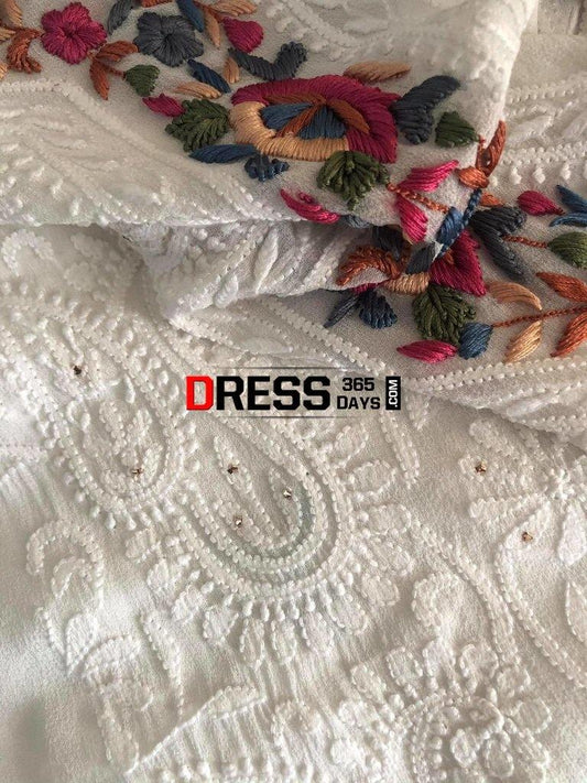 Parsi Gara Neckline Chikankari Suit