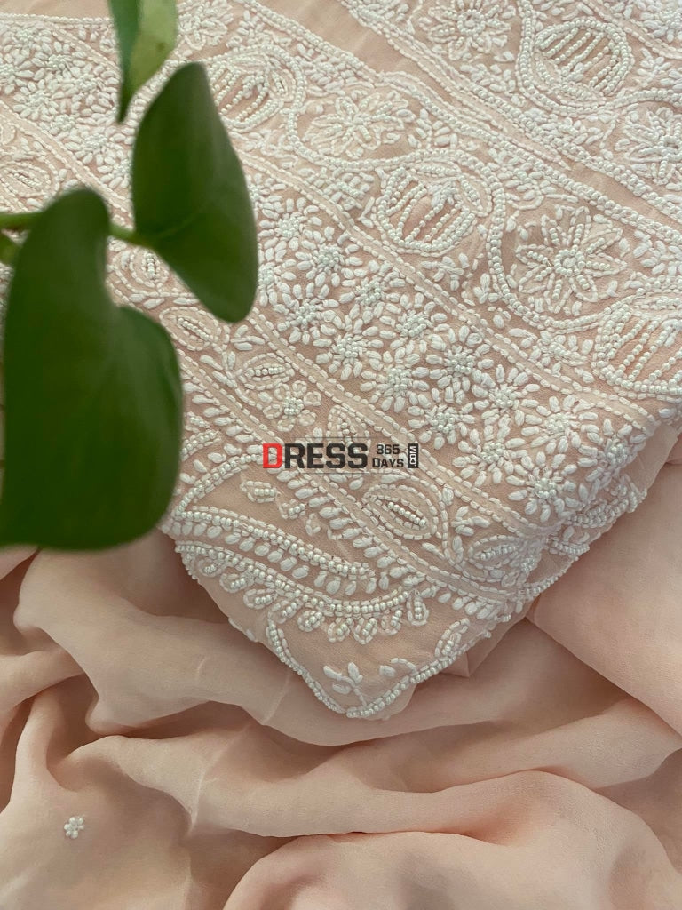 Pastel Pink Pearl Chikankari Suit Suits