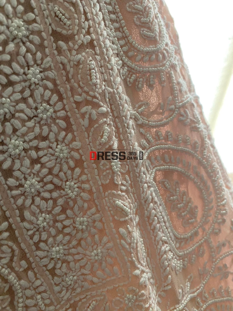 Pastel Pink Pearl Chikankari Suit Suits