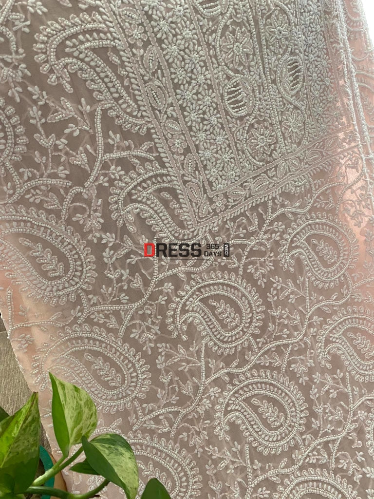 Pastel Pink Pearl Chikankari Suit Suits