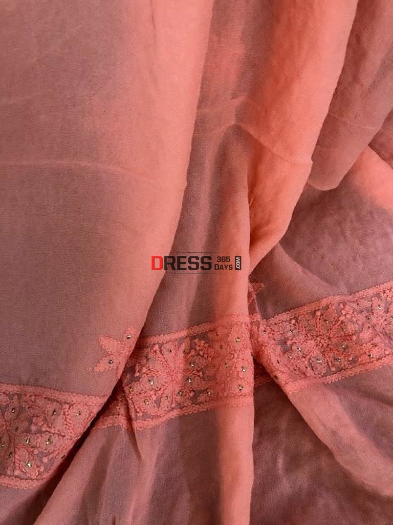 Peach Mukaish Chikankari Suit - Dress365days