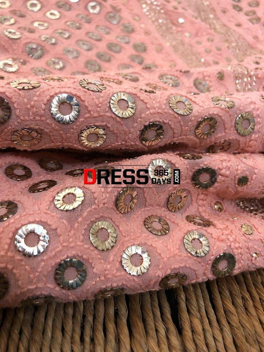 Peach Ring Mukaish Chikankari Suit Suits