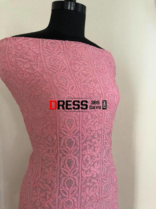 Pink Mukaish Chikankari Suit Suits