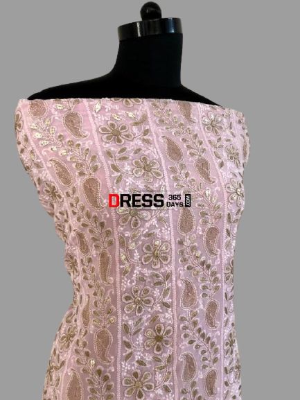 Powder Pink Gota Patti Chikankari Suit - Dress365days