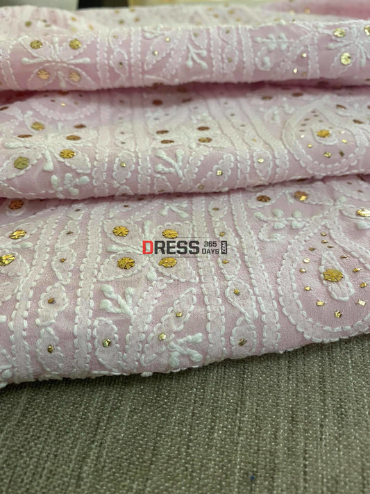 Powder Pink Kamdani Lucknowi Kurta Dupatta Set Chikankari Suits