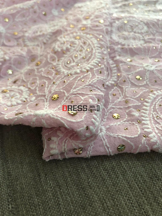 Powder Pink Kamdani Work Chikankari Dupatta