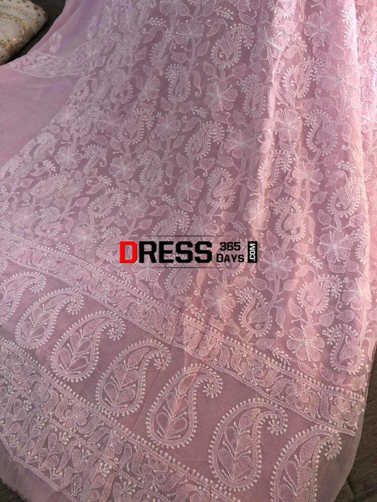 Powder Pink Lucknowi Chikankari Suit Suits