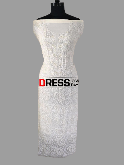 Pure Georgette Chikankari Suit (Pearl Work) - Dress365days