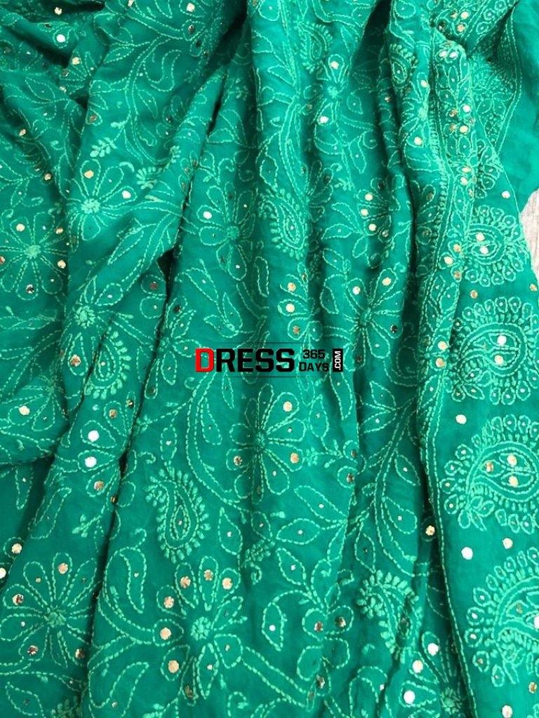 Pure Georgette Mukaish Chikankari Dupatta