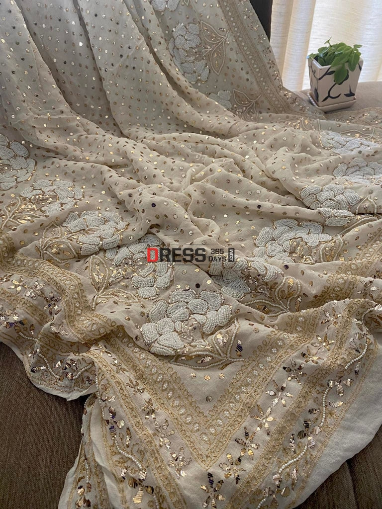 Pure Georgette Pearl & Kamdani Saree