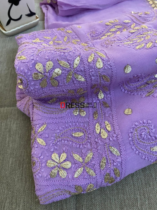 Purple Gota Patti Lucknowi Chikankari Suit Suits