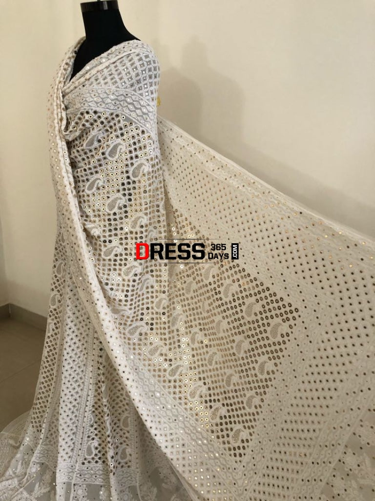 Ring Mukaish Lucknowi Chikankari Lehenga Set