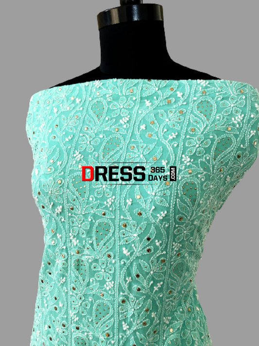 Sea Green Chikankari And Kamdani Suit Suits