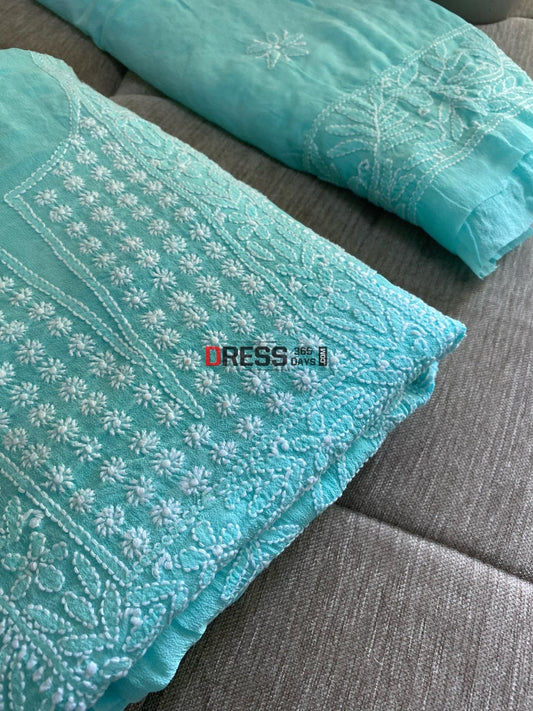 Sea Green Lucknowi Chikankari Suit Suits