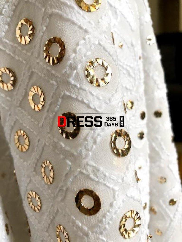 White Chikankari And Ring Mukaish Suit Suits